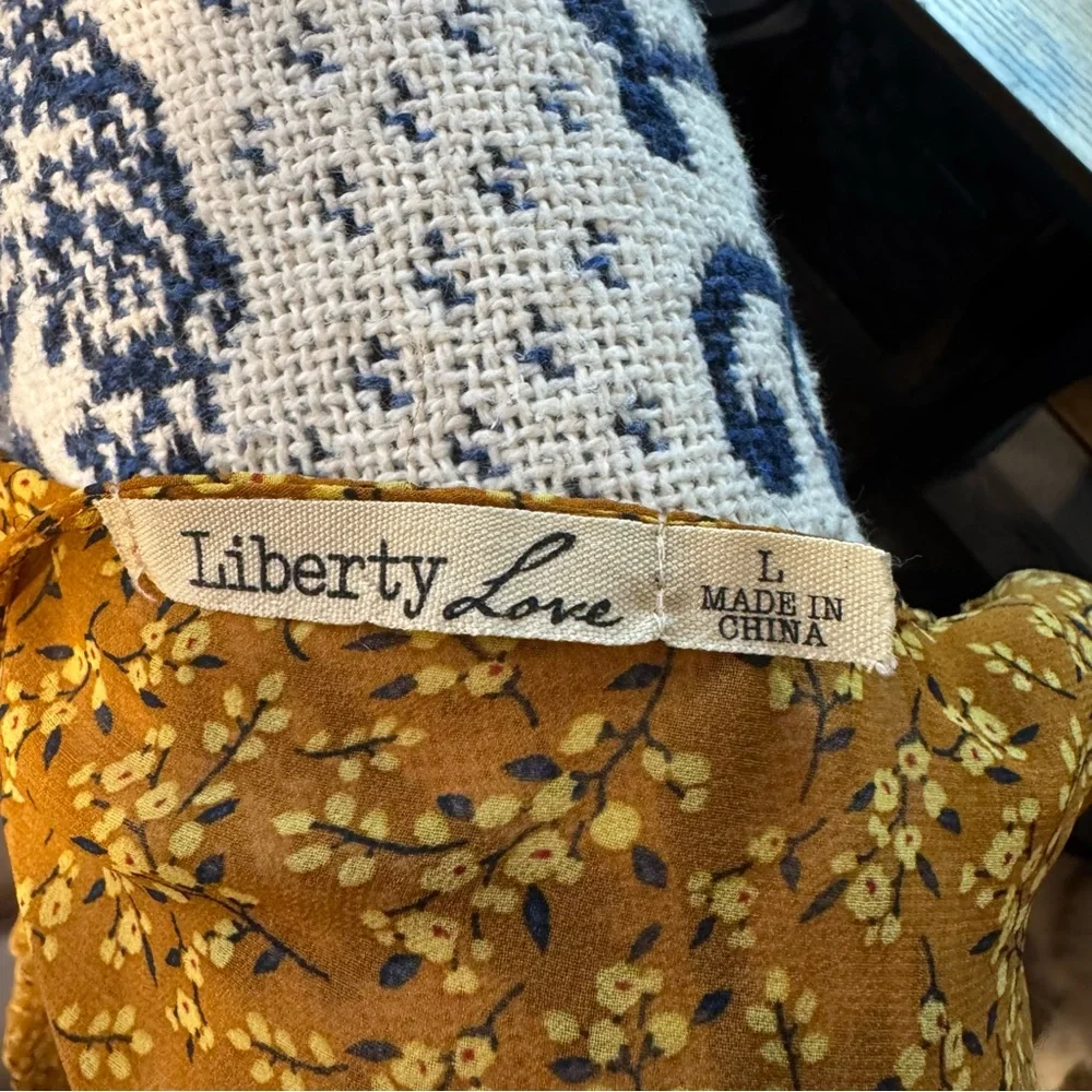Liberty Love Size Large - Mustard Floral Sleeveless Sheer Kimono with Tie Waist - Picture 4 of 4